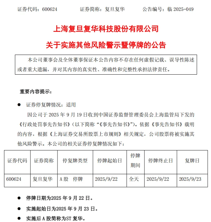 停牌！600624，将被ST